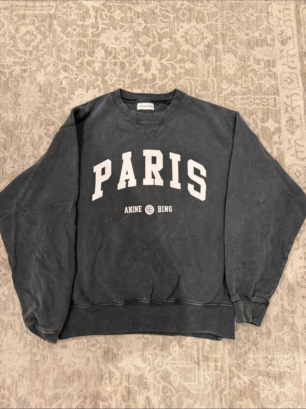 Anine Bing Black 'PARIS' Crewneck Sweatshirt - Picture 1 of 5
